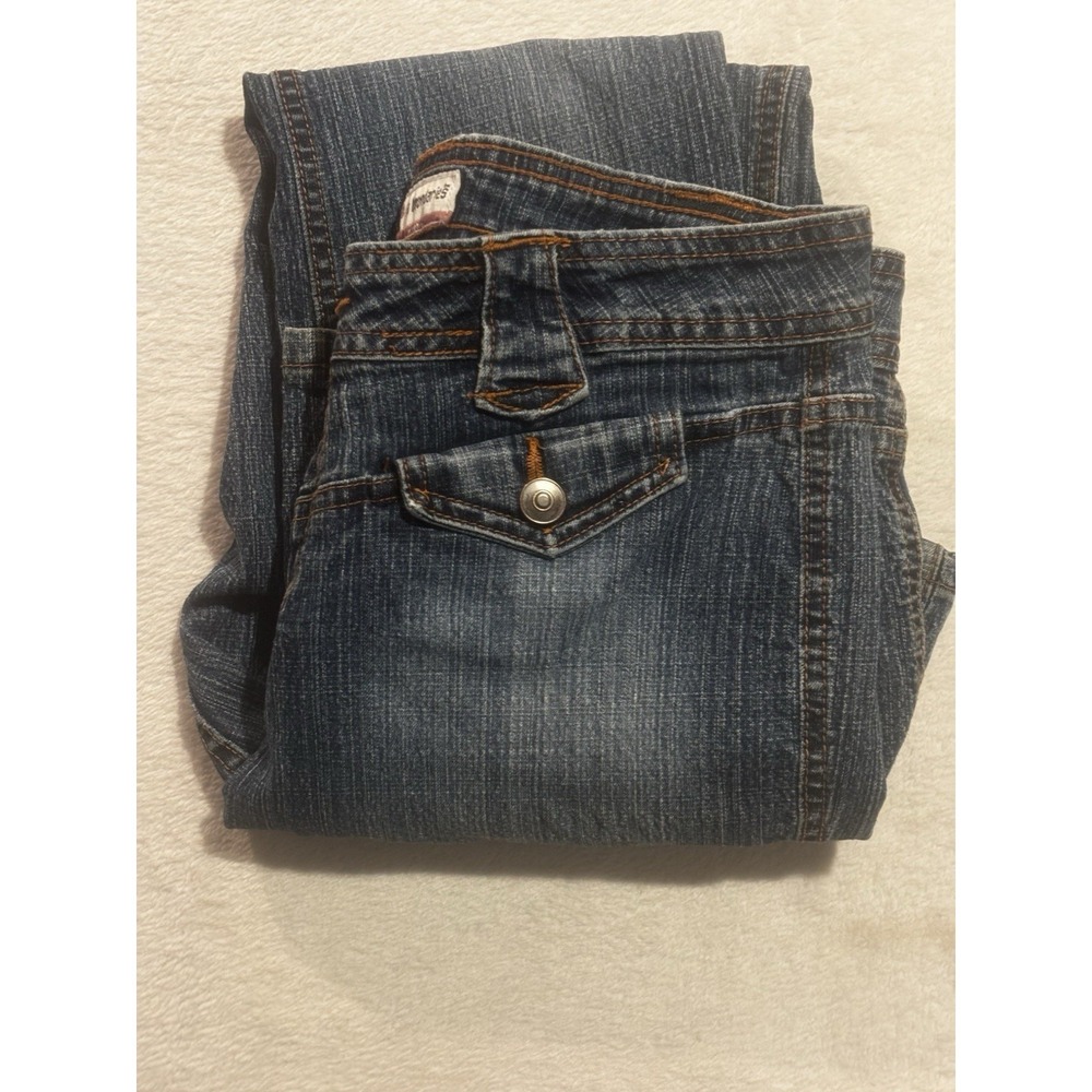 No Boundaries Jeans Y2K Junior 9 Women Stretch Raw Hem Flare Front Flap Pockets